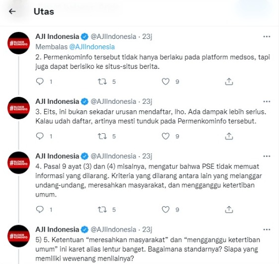 Thread AJI Indonesia terkait Permenkominfo Nomor 5 Tahun 2020